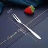Acero Inoxidable 304 Tenedor para Fruta Engrosado Creativo Hogar Hotel Restaurante Dos Dientes Palillo de Fruta Tenedor de Postre Tenedor para Pastel de Luna