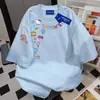 Versión Coreana Hellokltty Camiseta Divertida con Estampado de Graffiti de Letras para Mujer Verano 2025 Estilo Caliente Top de Cuello Redondo