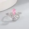 Douyin Live Mais Vendido Moda Comércio Exterior Amazon Cristal Colorido Gota d'Água Zircônia Joias Anel Criativo Inlaid Diamond Feminino