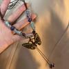 Collar con colgante de campana de mariposa de cerámica de estilo étnico vintage para mujer, accesorios de cadena larga para suéter de moda 2023