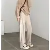 Pantalones de lana de pierna recta con abertura, Pantalones casuales de espiga para mujer, Pantalones versátiles de pierna estrecha ancha engrosados que hacen que las piernas se vean más largas