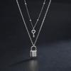 Collar de candado con llave de una pieza, cadena de cuentas para el cuello, colgante, accesorios, regalo de cumpleaños, venta al por mayor, acero inoxidable, collar de doble cadena