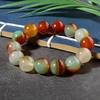 Pulseira de Cristal Ágata Pavão Natural Joia Pulseira de Contas de Círculo Único de Pedra Ágata Pulseira de Contas de Buda para Casal Masculino e Feminino