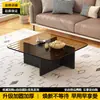 Mesa de centro quadrada de vidro temperado, adequada para salas de estar, apartamentos pequenos, design minimalista, design moderno criativo estilo italiano, modelo novo, mesa de centro baixa para pousadas