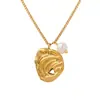 Collar de perlas de agua dulce con colgante irregular de arte abstracto creativo europeo y americano para mujer, joyería de acero de titanio chapada en oro P912