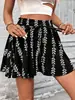 Em Estoque 2026 Saia Curta Estampada de Cintura Alta Estilo Evasê Europeia e Americana com Cordão, Saia Shorts Moda Casual Emagrecedora