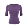 Top Básico de Cor Sólida Slim Fit para Verão com Ajuste na Cintura Estilo Hot Girl Europeu e Americano Camiseta com Gola Redonda e Meia Manga para Mulheres