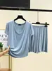 Camiseta de Manga Corta de Modal Shorts Ropa de Abrigo Conjunto Holgado para el Hogar Mujer Verano Estilo Delgado Pijama Conjunto de Dos Piezas de Moda