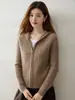 Nuevo Estilo Otoño Manga Larga Tejido de Punto Trenzado con Capucha Cremallera 35 Cachemira 65 Lana Holgado Casual Versátil Cárdigan de Punto