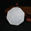 Pingente Bagua Tai Chi Pingente de Jade Branco Natural para Homens e Mulheres Pequeno Pingente de Colar de Jade Pingente de Jade Zhouyi Placa de Jade