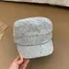 Boina Artística Fresca Floral Estilo Coreano para Mulheres, Chapéu Equestre Vintage de Topo Plano para Primavera e Verão, Chapéu de Jornaleiro Artista, Tendência