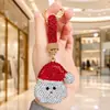 Pingente de chaveiro de chapéu de Natal cravejado de strass para celular, pingente de Natal cravejado de strass, pequeno presente de luxo leve