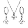 Estilo Fresco Mismo Estilo Transfronterizo Diseño de Avión Pendientes Versátiles Collar para Clavícula Conjunto de Joyería Metálica de Nicho para Mujeres