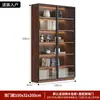 Gabinete de libros usados estilo retro personalizado puerta de vidrio exhibición gabinete de vino sala de estar del hogar estantería integrada de pared a techo mano