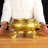 Adorno de Quemador de Incienso de Cobre Budista, Adorno de Quemador de Incienso de Cobre de Tres Patas, Adorno de Quemador de Incienso de Cobre con Forma de Buda