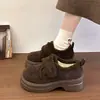 Mocasines Retro Plus de Terciopelo Engrosados con Suela Gruesa para Mujer 2026 Nuevo Otoño Invierno Versátiles que Aumentan la Altura Cálidos Zapatos de Piel Birkenstock