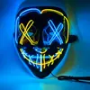 Máscara Halloween Luminosa Transfronteriza El Luz Fría Negra Forma de V Cara de Fantasma de Terror Accesorios de Fiesta Danza Led