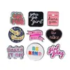 Broche Geométrico Estilo Europeo y Americano con Accesorios de Aleación Esmaltada, Insignia de Decoración de Ropa y Bolsos con Forma de Corazón y Letra Inglesa