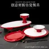 Prato de Apresentação Frio Artístico Bicolor Vermelho e Branco de Luxo Leve Estilo Chinês, Prato Criativo de Pato Assado de Alta Base, Resistente a Altas Temperaturas e Quedas