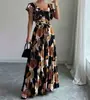 Vestido Largo Estampado Floral de Verano 2026 con Mangas Volantes y Cuello en V Estilo Europeo y Americano Elegante Romántico Vestido Plisado