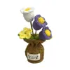 Ponto Cruz produto acabado vaso planta em vaso feito à mão tricotado lírio-do-vale flor ornamento planta em vaso decoração de mesa imitação flor vaso de flores flor artificial