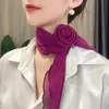 Bufanda de seda fina de color sólido con flor de rosa, transmisión en vivo pequeña una tras otra, protección solar de verano, bufanda versátil de moda para mujer