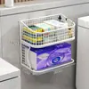 Caixa de Lenços para Banheiro sem Furo Porta-Objetos Cesta Montada na Parede Deslizante Porta-Papel Higiênico Porta-Papel em Rolo para Banheiro