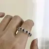 Anel de Cristal Ondulado Transparente Multicamadas Vintage Estilo Francês, Anel Aberto Ajustável, Anel Exquisito para Dedo Indicador para Mulheres