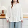 [Especial] Nova coleção de outono 2026 para mulheres plus size: Top da moda estilo coreano com acabamento em renda, acinturado, camisa estilosa para mulheres curvilíneas 0949