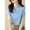 Nueva Estilo Primavera y Verano Holgada Adelgazante Sin Mangas Delgada Camiseta Ropa Exterior para Mujer Manga Dolmán Interior Camisa de Punto Manga Corta