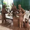 Esculturas Personalizadas de Agricultores Antigos em Estilo Temático, Feitas de Pedra Artificial, Decorações Artísticas para Espaços Comerciais