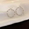 Pendientes Redondos de Zirconia Corazón con Aguja de Plata Estilo Fresco Elegante Europeo y Americano Pendientes de Nicho de Gama Alta Venta al por Mayor