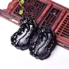 Qin Pei Atacado Obsidiana Padrão Vertical Grande Pingente Pixiu Pingente Pixiu Esculpido Seiko Quase Realista