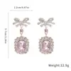Pendientes de Borla con Lazo de Diamante Incrustado de Aguja Plateada, Pendientes de Moda, Exquisitos y Versátiles, Lujo Ligero, Pendientes de Alta Gama y Elegantes al por Mayor