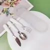 Aço inoxidável 304 Conjunto de talheres faca e garfo para crianças talheres de bebê portátil para atividades ao ar livre talheres para suplementos alimentares colher e garfo de treinamento para menores de 3 anos