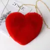 Bolso de Moda con Forma de Corazón, Bolso de Felpa Versátil de Color Sólido, Bolso de Hombro para Mujer de Gran Capacidad, Bolso Cruzado con Cadena, Bolso de Corazón