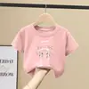 Camiseta de Verano Nueva de Manga Corta de Algodón Puro para Niñas, Bonito Top de Verano Estilo Coreano