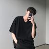 Myq Camiseta de Verano para Niños Coreana Cuello en V Manga Corta Color Puro Suelta Manga Media Retro Estilo Old Money