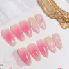24 Piezas de Uñas Almendradas con Pegamento 3D, Uñas Portátiles, Florales Lindos, Elementos Degradados, Nuevo Estilo 25 Años