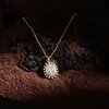 Collar Colgante de Girasol de Aleación de Cobre Popular Transfronterizo Diseño de Artesanía Fina de Lujo Europeo y Americano Cadena para Clavícula de Circonita Venta al por Mayor