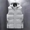 Colete de Algodão Novo Inverno 2025 com Capuz de Três Listras Colete Clássico Simples Masculino Acolchoado Tamanho Grande Colete para Homens