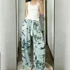 Pantalones casuales grises hechos a medida para mujer, pantalones de pierna ancha rectos holgados con caída para verano, pantalones para caminar, pantalones largos deportivos