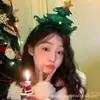 2024 Fofo Chapéu de Natal Vermelho Headband Feminina Laço de Pelúcia Grampo de Cabelo Headband Outono e Inverno
