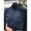 Luxo Leve Veludo Real! Camiseta Masculina de Manga Longa em Veludo Dupla Face Bordada com Abelhinha, Moletom Casual Espesso e Quente de Inverno