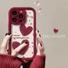 Funda Color Vino Tinto con Forma de Corazón Adecuada para Apple 17 Pro Max, Funda Tianyan Ladder para iPhone 16/15/14, Estilo Europeo y Americano 13