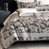 Conjunto de Quatro Peças de Algodão Puro com Veludo Quente Dourado Escovado, Estilo Levemente Luxuoso para Outono e Inverno, Roupa de Cama Aconchegante e Amiga da Pele