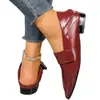 Sapatos Femininos de Bico Fino, Slip-On de Duas Vias, Salto Baixo, Novo Outono 2025, Tamanho Grande, Salto Bloco, Retro, Profissionais para Exportação