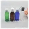 Botella azul transparente de 60 ml con tapa de presión, botella desmaquillante, botella dispensadora de loción, botella para cebo, botella de aceite esencial