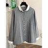 2026 Toma Real En Stock Doble Capa Gasa Algodón Patchwork Cuello Bebé Algodón Puro Cuadros Camisa Camisa Cuello Blanco Ropa de Mujer