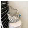 Bolso grande de nailon a cuadros para estudiante, sencillo, de estilo coreano, estilo artístico, de color liso, tipo mensajero, para mujer